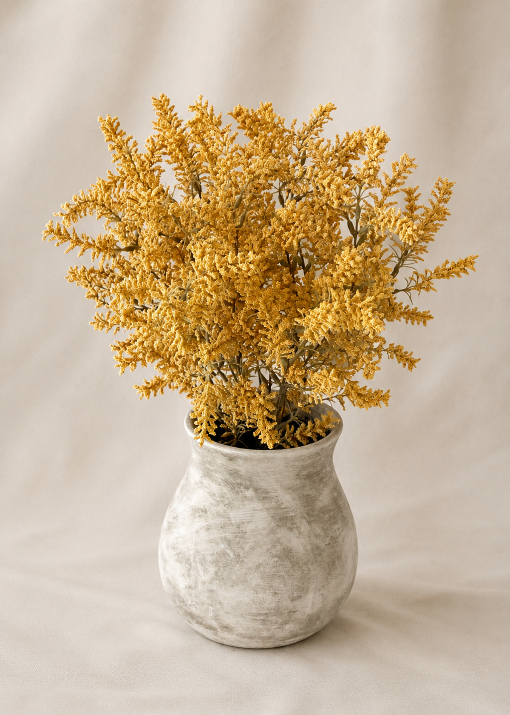 Artificial Heather Bush with Ceramic Vase - 1.3 Feet