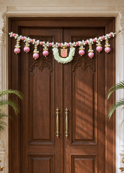 Festive Ganpati Floral Pink Toran