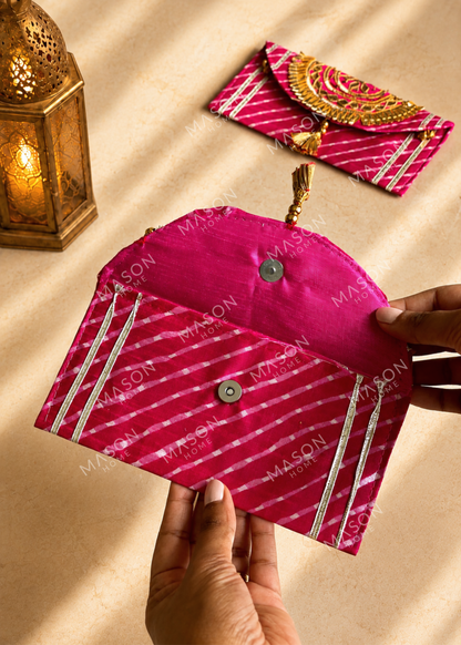 Festive Zari Envelope Pink - Set of 5