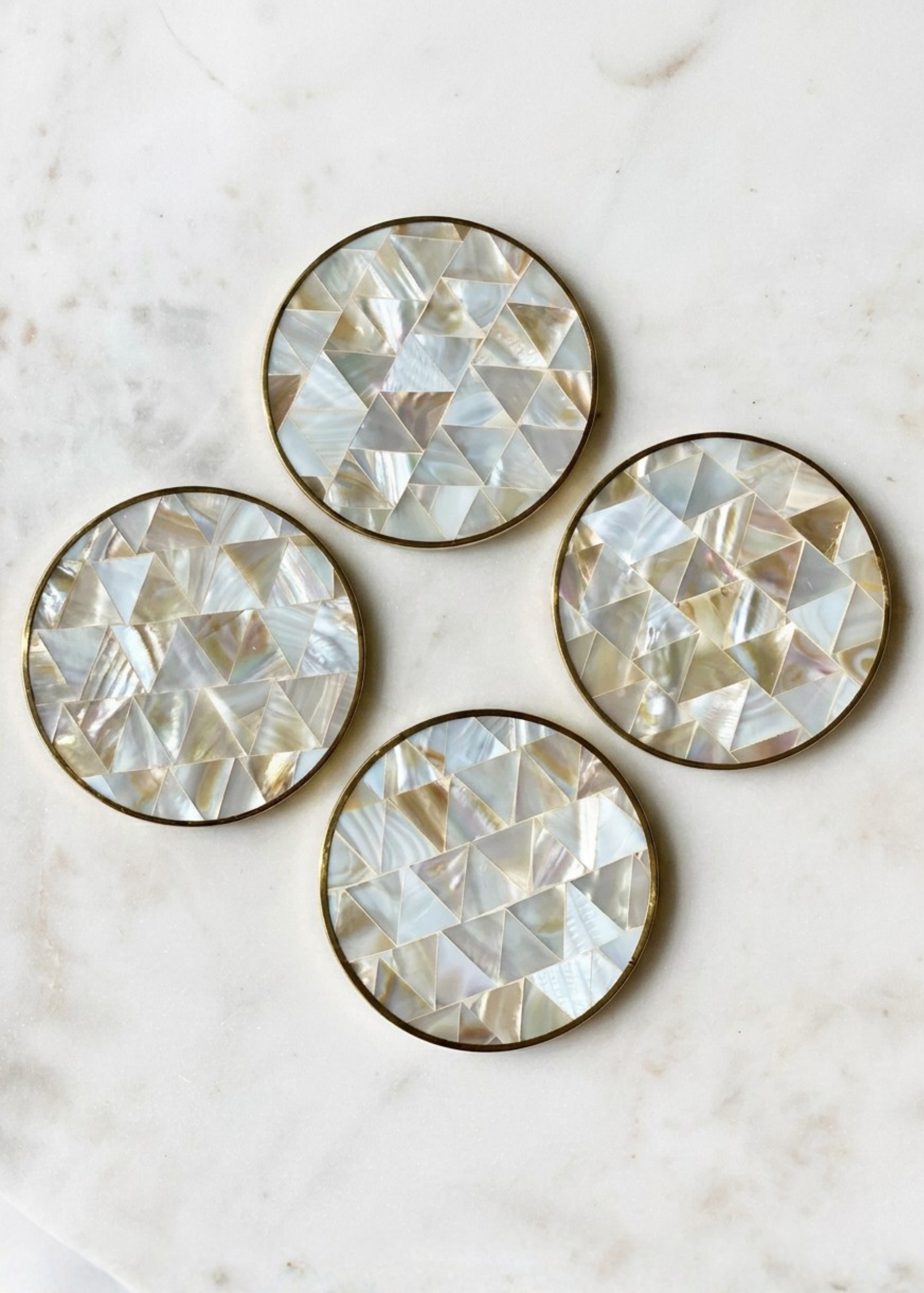 Mother of Pearl Round Coasters - Set of 4