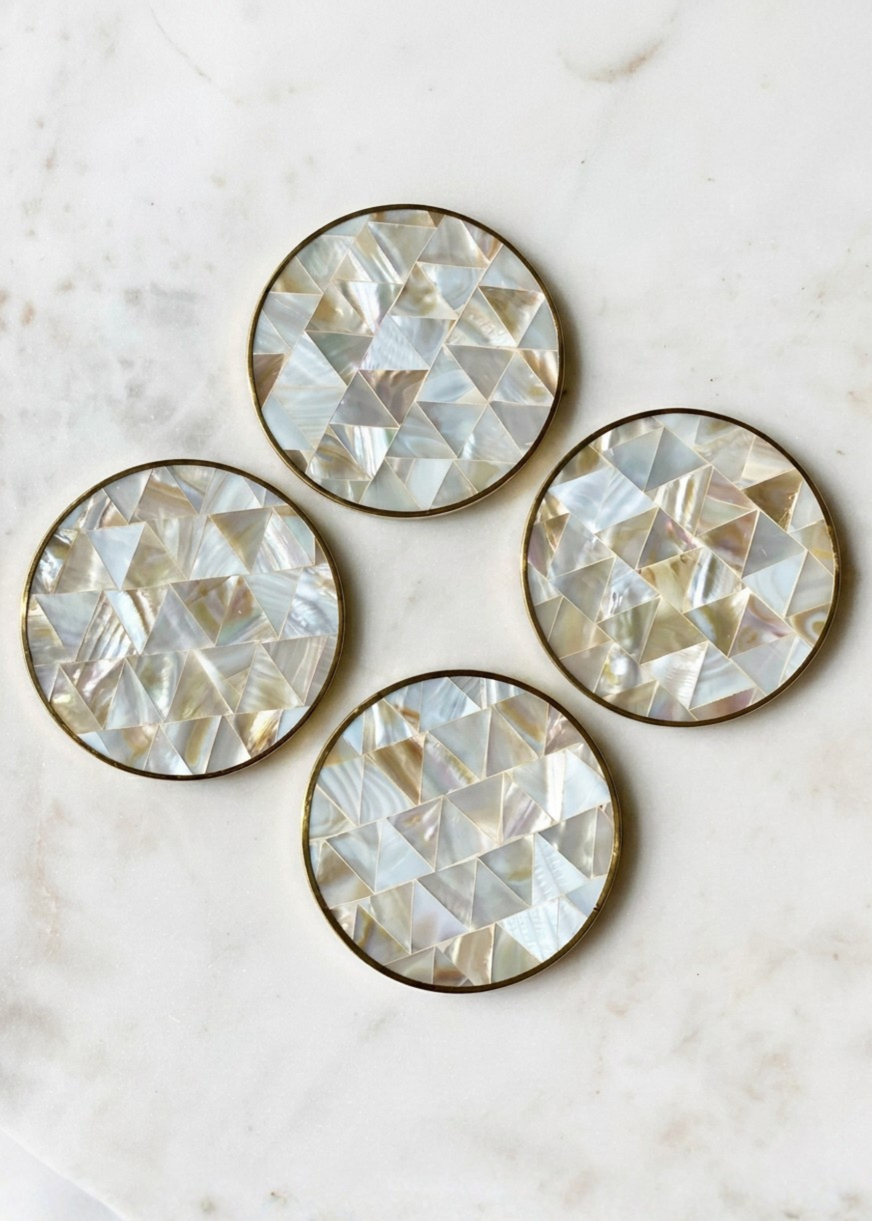 Mother of Pearl Round Coasters - Set of 4