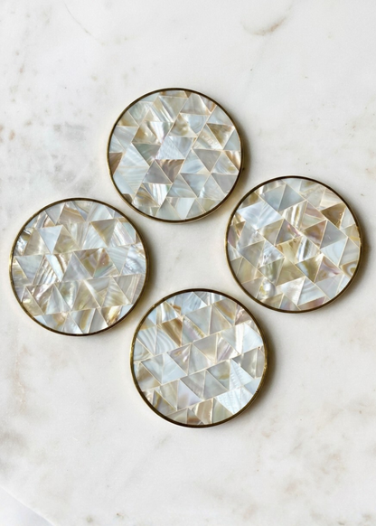 Mother of Pearl Round Coasters - Set of 4