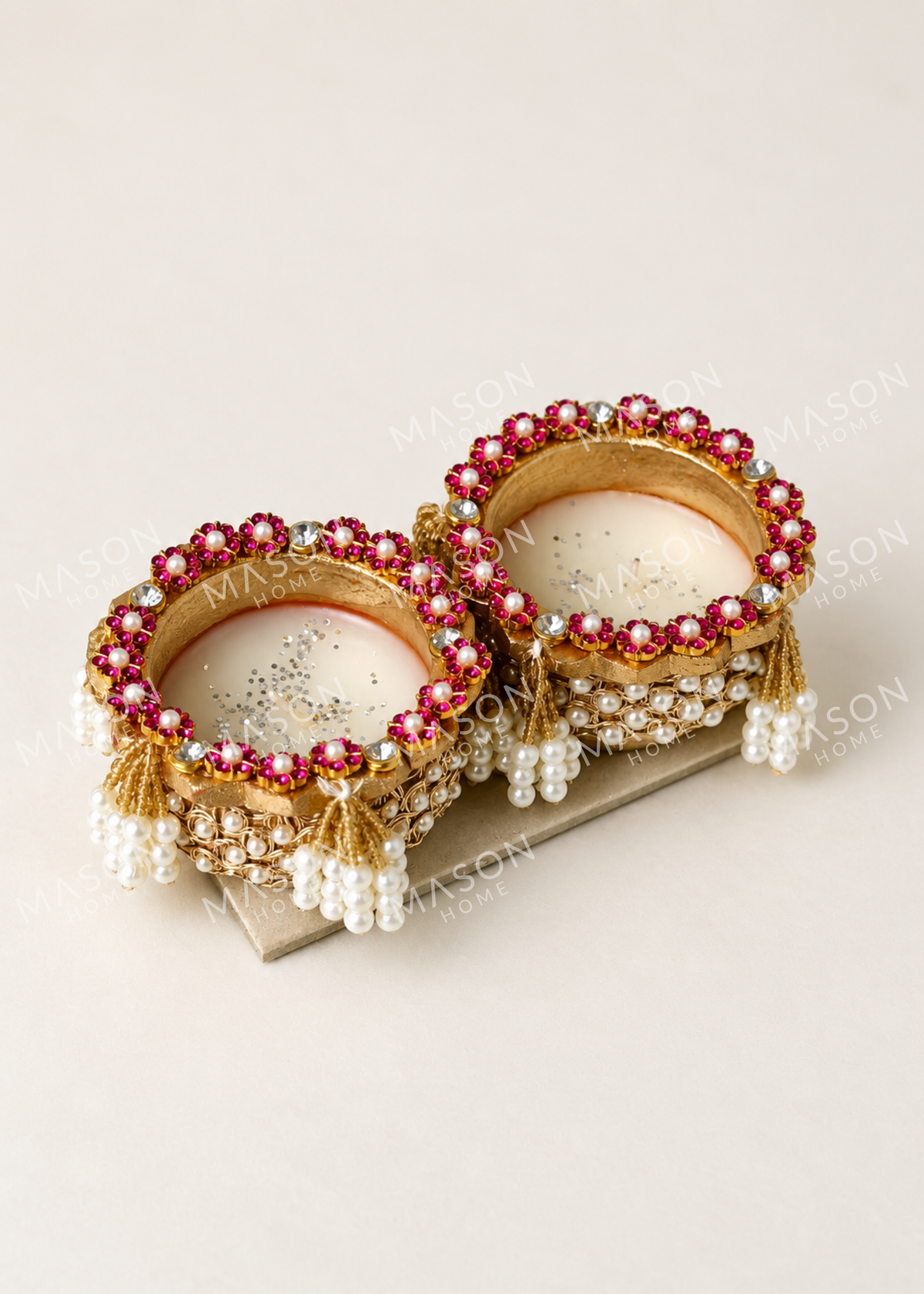 Handmade Clay Rustic Rooh Pearl Diya - Set of 2