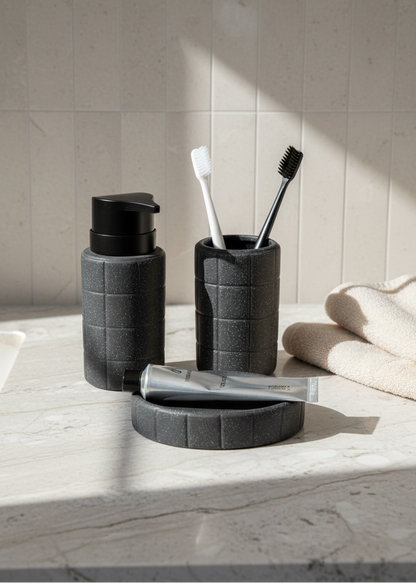 Stria Bathroom Set - Black (Set of 3)