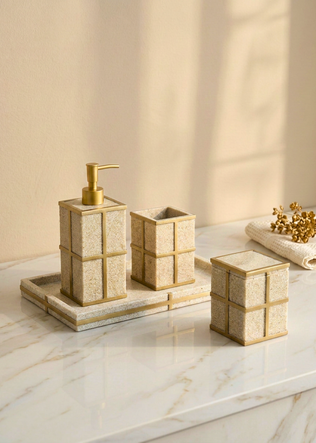 Axia Bathroom Set - Beige (Set of 4)