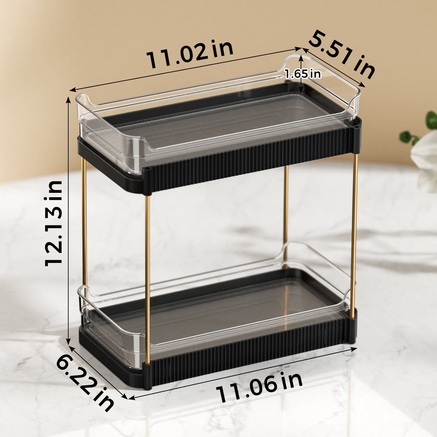 Two Tier Pullout Storage Rack - Black