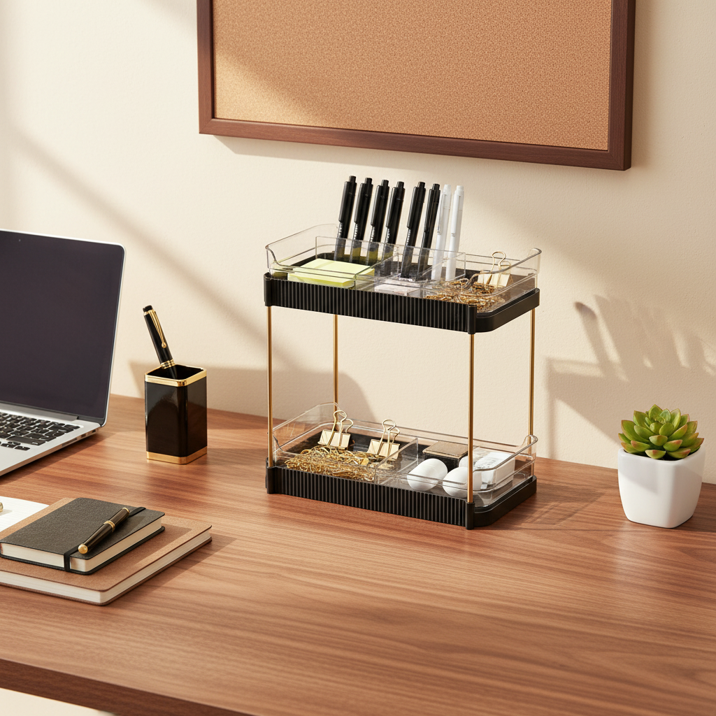 Two Tier Pullout Storage Rack - Black (Only For Mumbai)