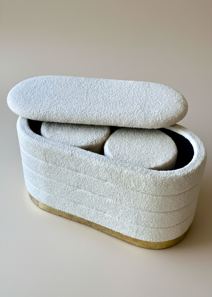 Cloud Boucle Storage Pouffe Set - Ivory
