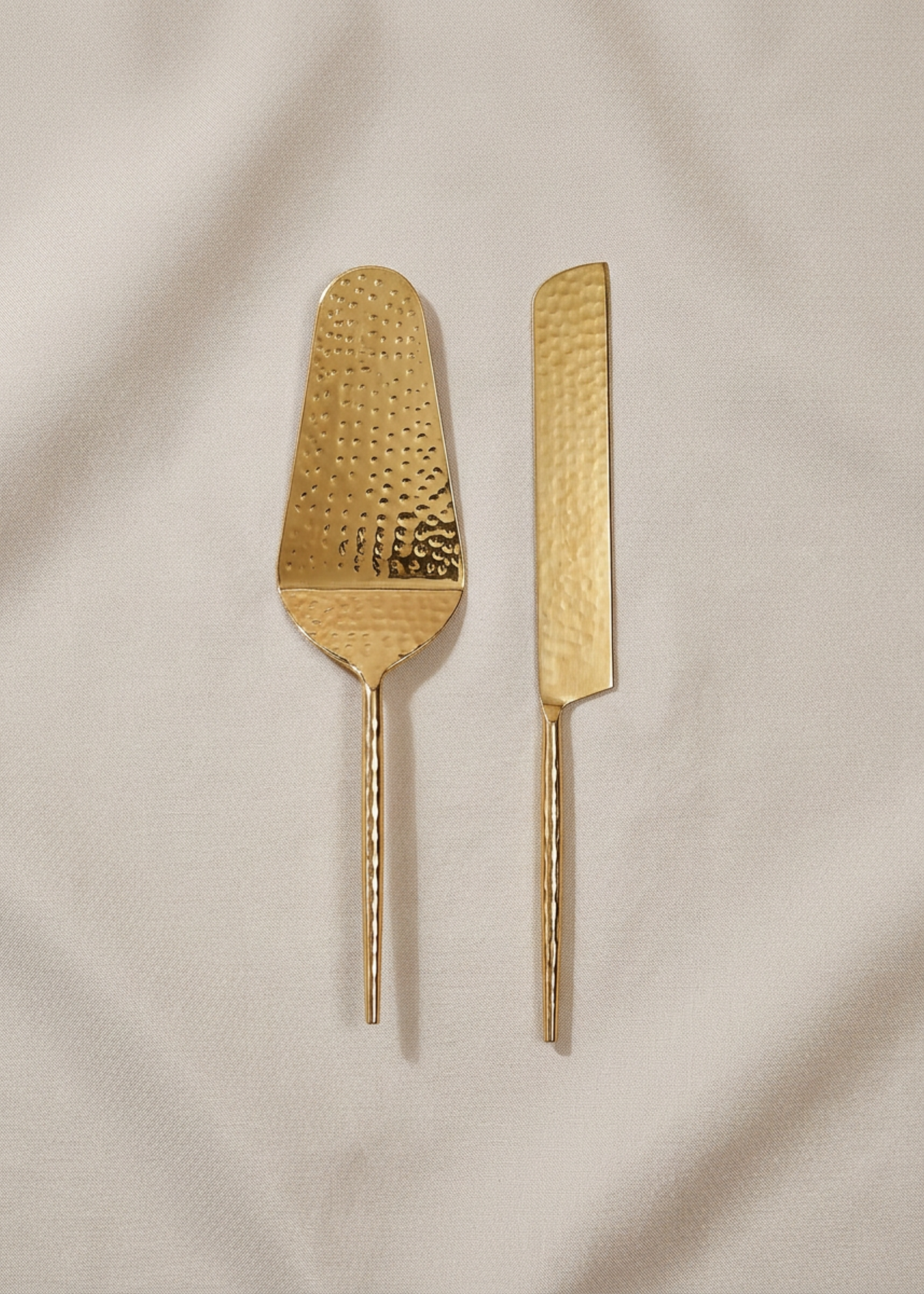 Artisan Hammered Cake Knife And Server - Set Of 2