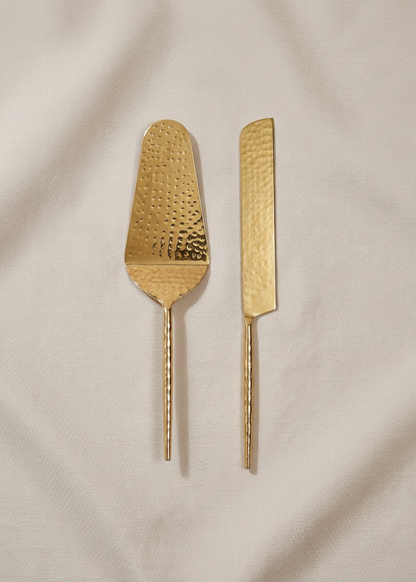 Artisan Hammered Cake Knife And Server - Set Of 2
