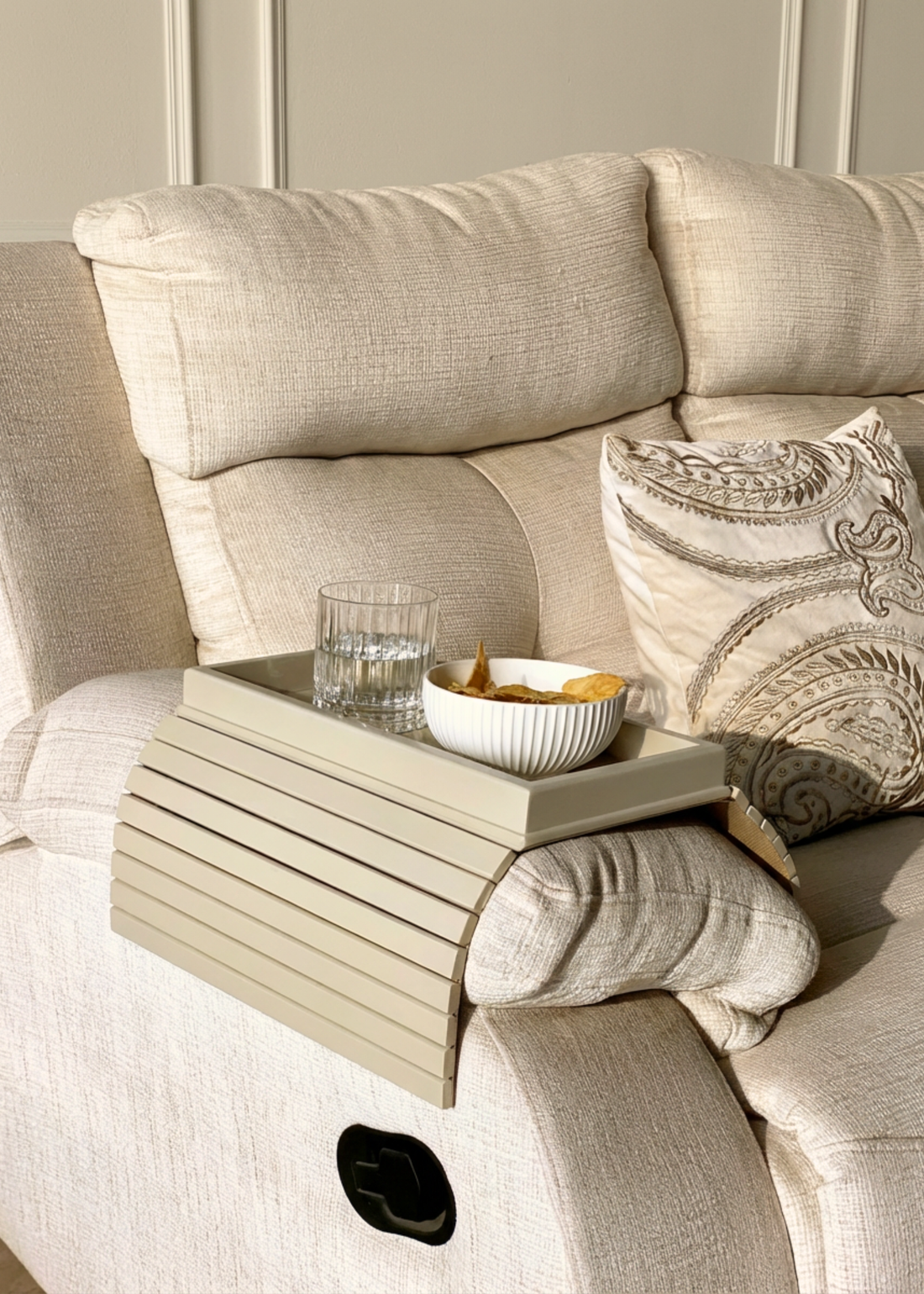 Sofa Armrest Tray - Beige