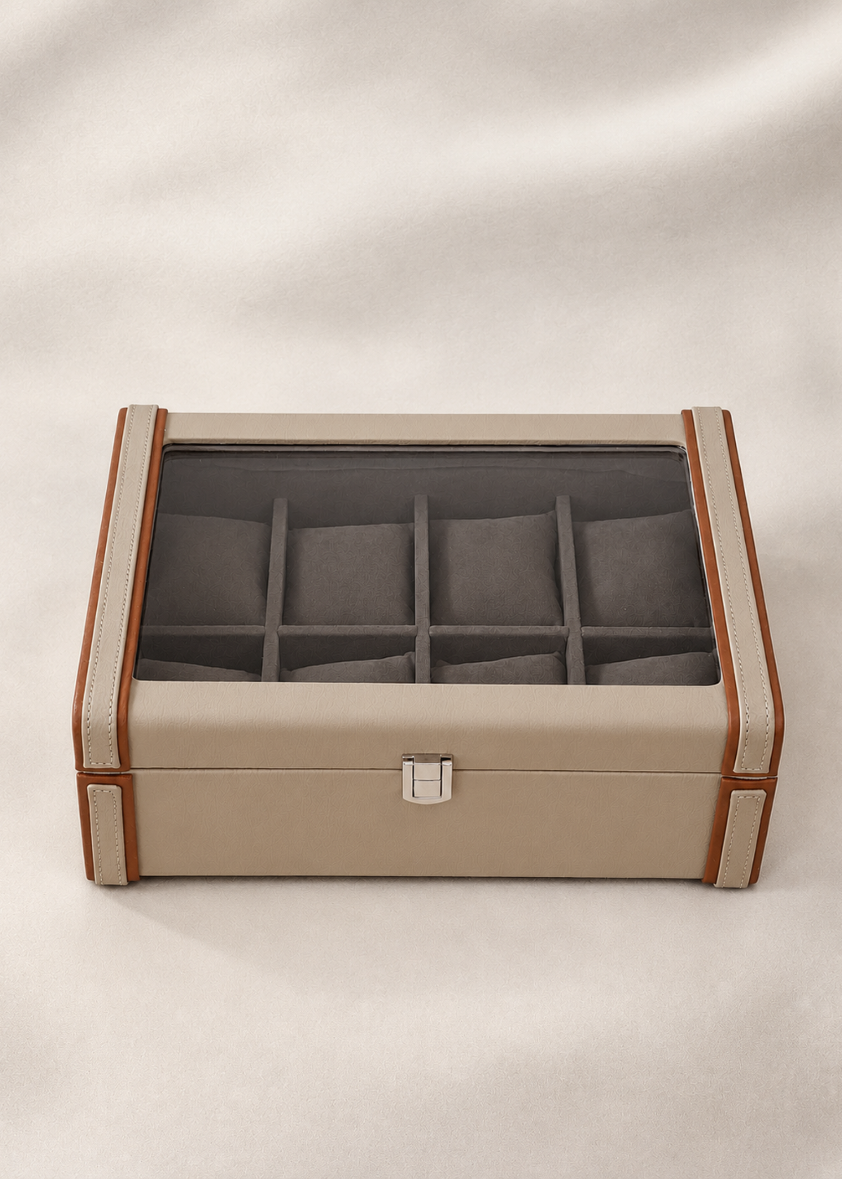 Naples Taupe Watch Box - 8 Slots