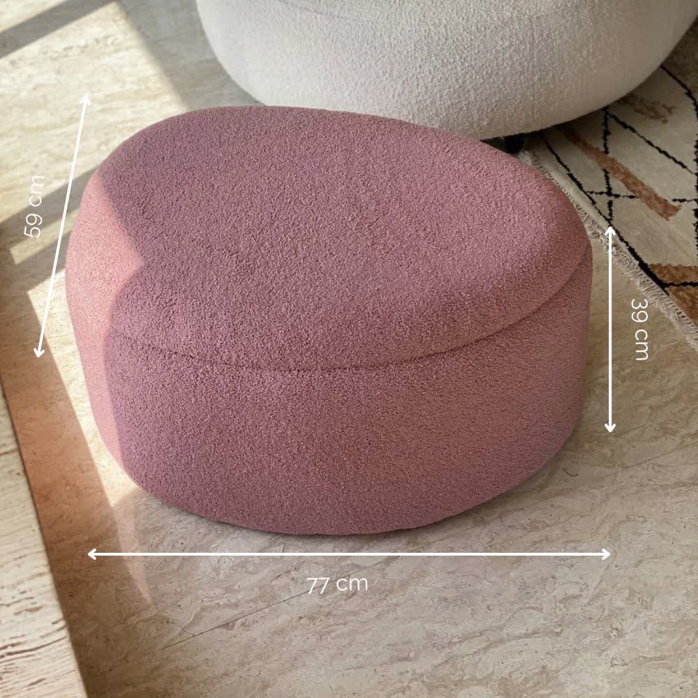 Pebble Boucle Pouffe with Storage Blush Pink - Large