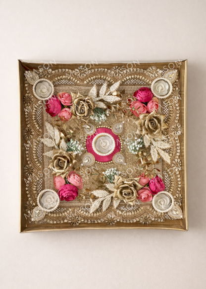 Festive Rose Grace I Artificial Rangoli