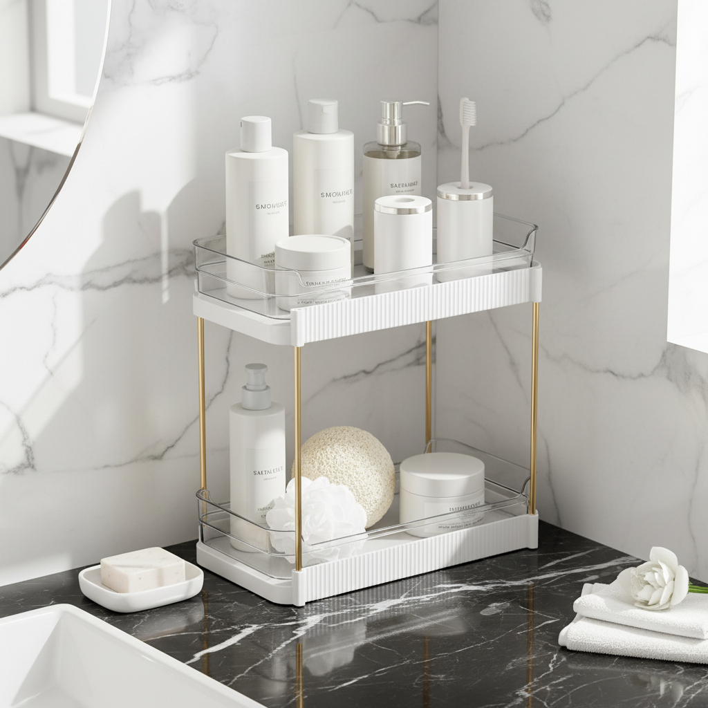 Two Tier Pullout Storage Rack - White