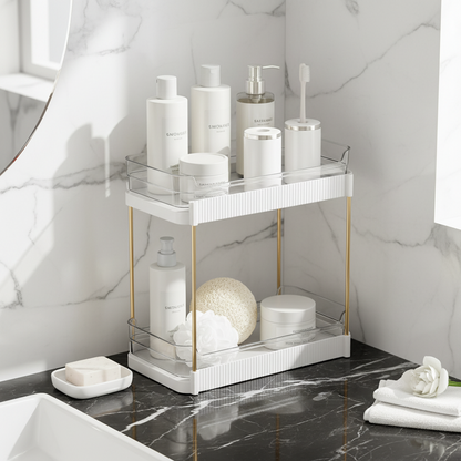 Two Tier Pullout Storage Rack - White