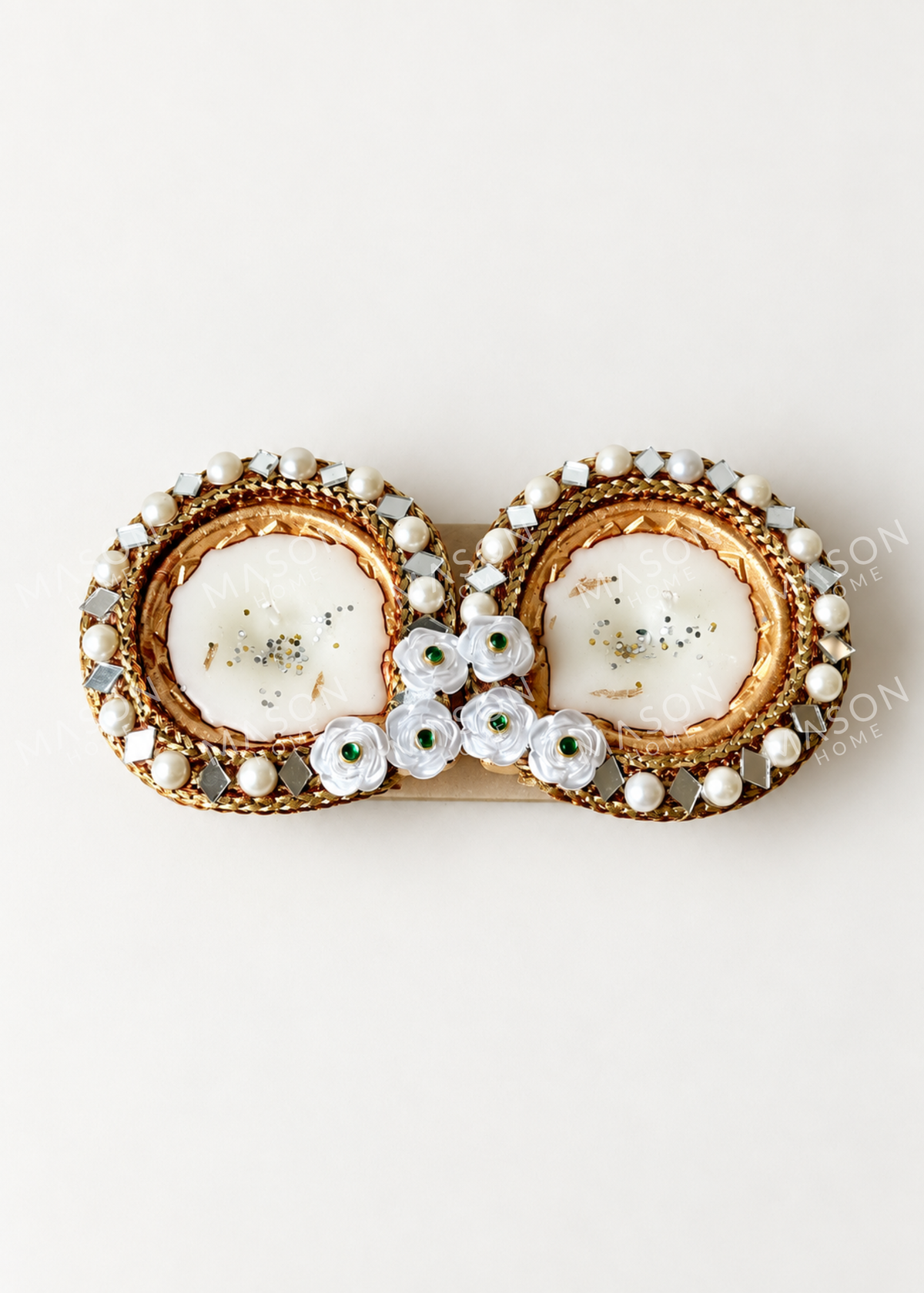 Handmade Clay Rustic Pearl Royale Diya - Set of 2