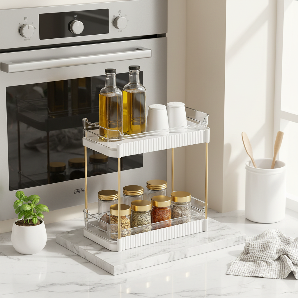 Two Tier Pullout Storage Rack - White