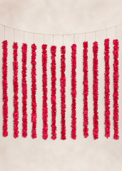 Decorative Artificial Pink Gajra - Set Of 12 (3 Feet)