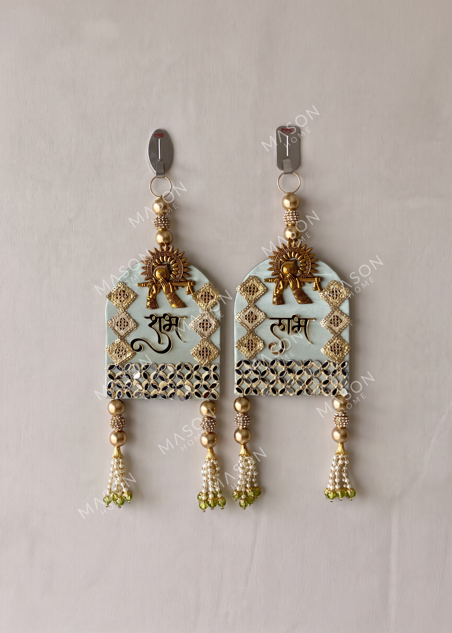 Festive Bansuri Shubh Labh Latkan - Mint Green