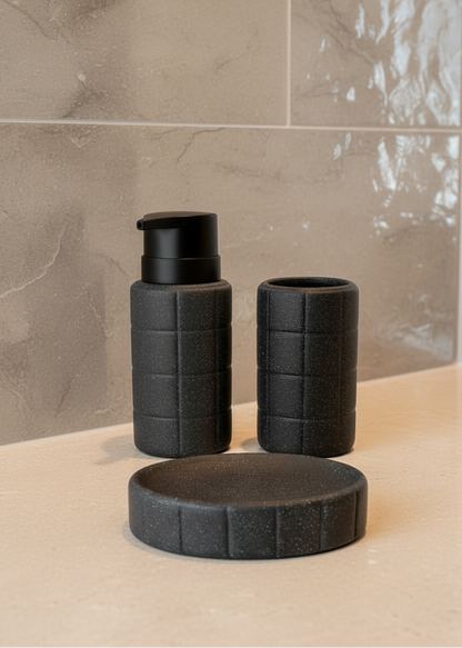 Stria Bathroom Set - Black (Set of 3)