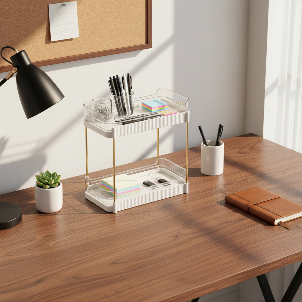 Two Tier Pullout Storage Rack - White