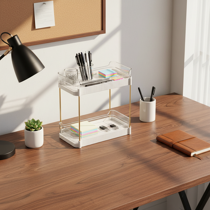 Two Tier Pullout Storage Rack - White