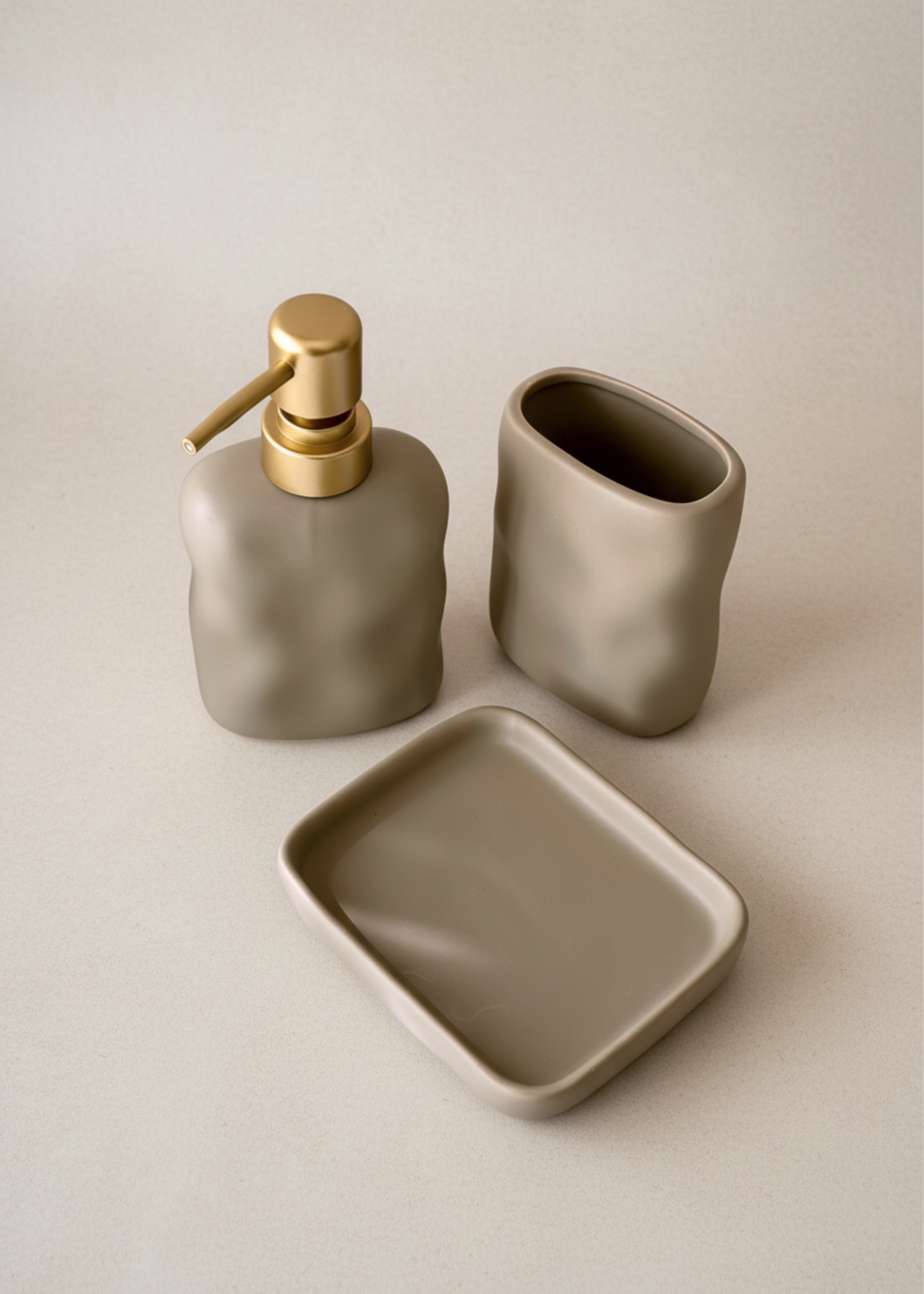 Lucent Bathroom Set - (Set of 3) Beige