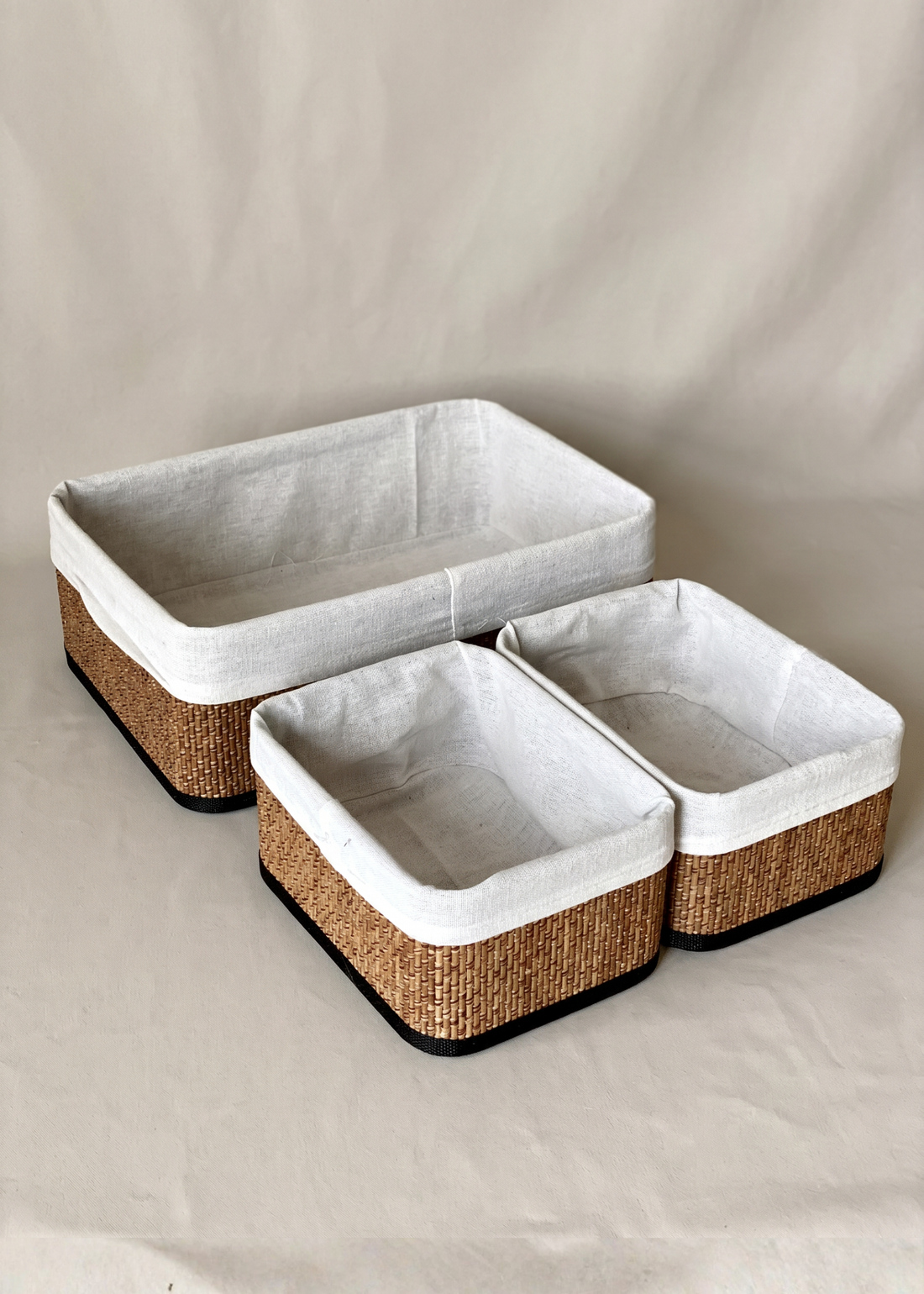 Kairo Baskets - White &amp; Brown (Set of 3)