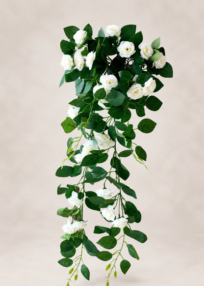 Artificial Trailing Rose Vine Plant - White
