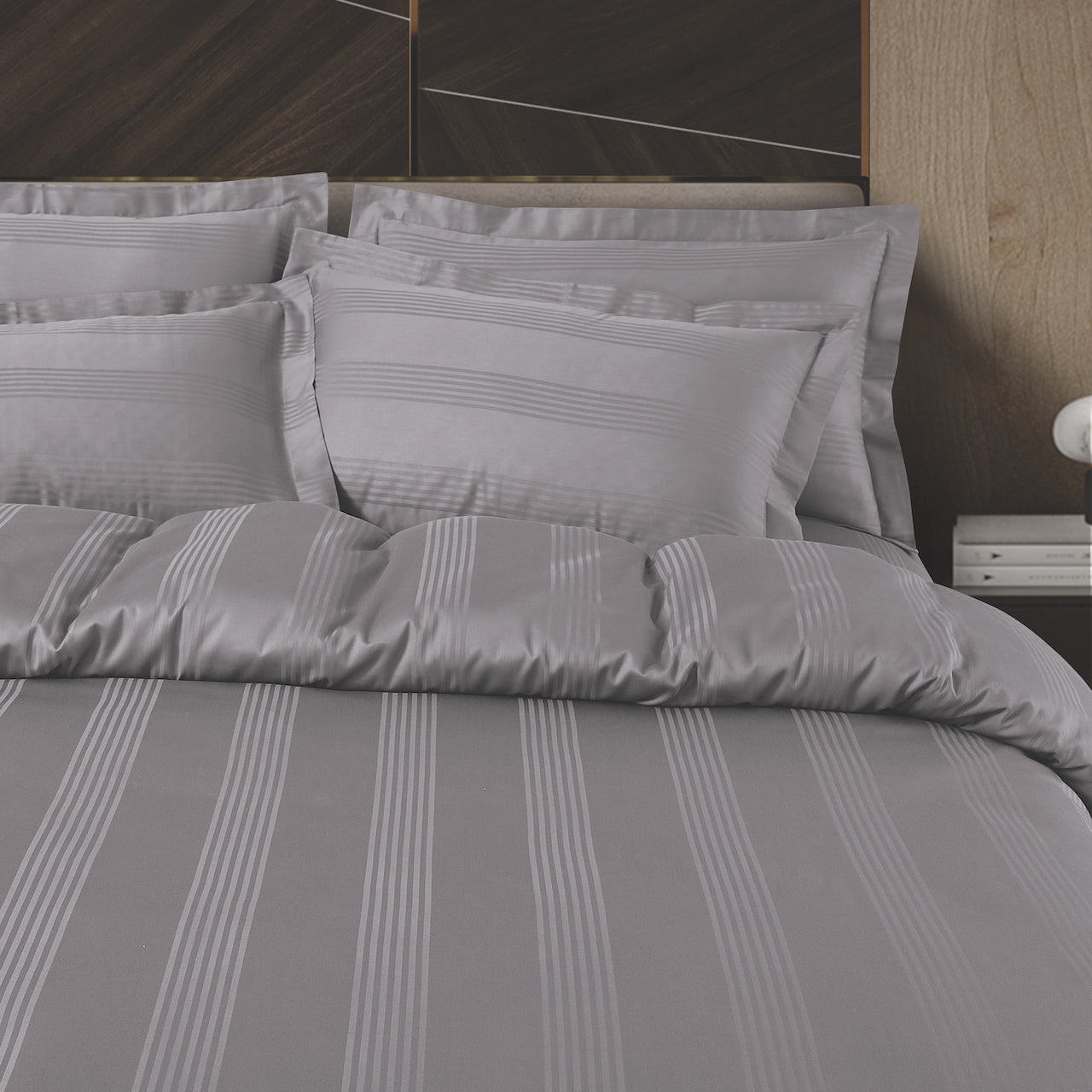 Turin Jacquard Grey Stripes Bedsheet