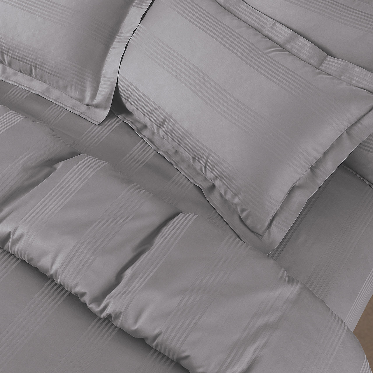 Turin Jacquard Grey Stripes Bedsheet