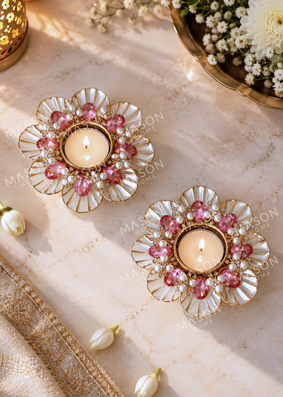 Anaya Floral Diya -Set of 2
