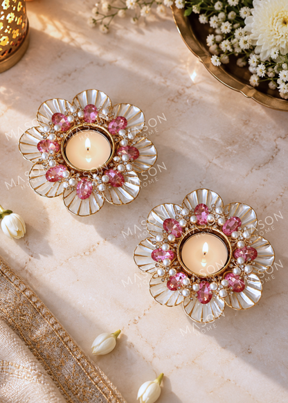 Anaya Floral Diya -Set of 2