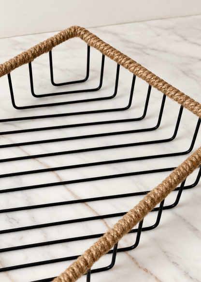 Koa Rectangular Jute Wire Basket