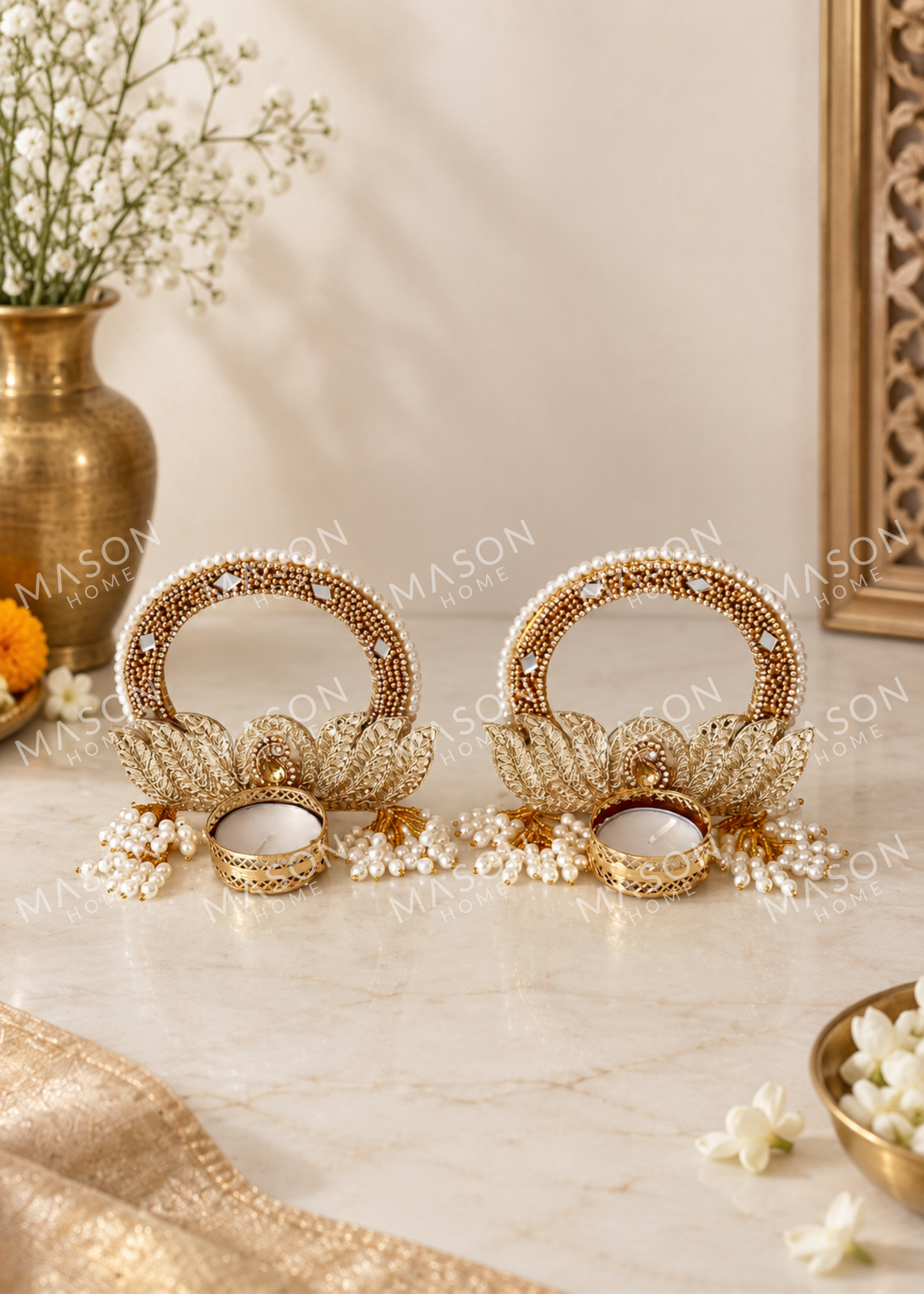 Lumi Pearl Tealight Holder - Set of 2