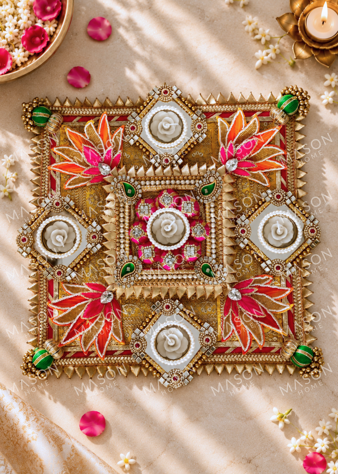 Festive Floral Grace I Artificial Rangoli