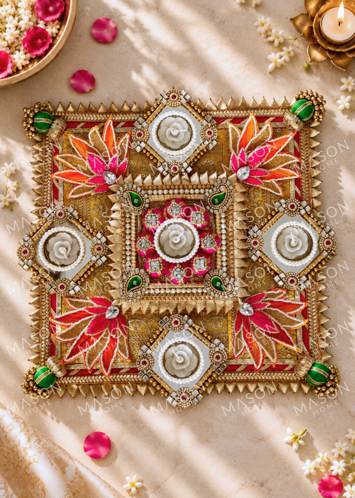 Festive Floral Grace I Artificial Rangoli
