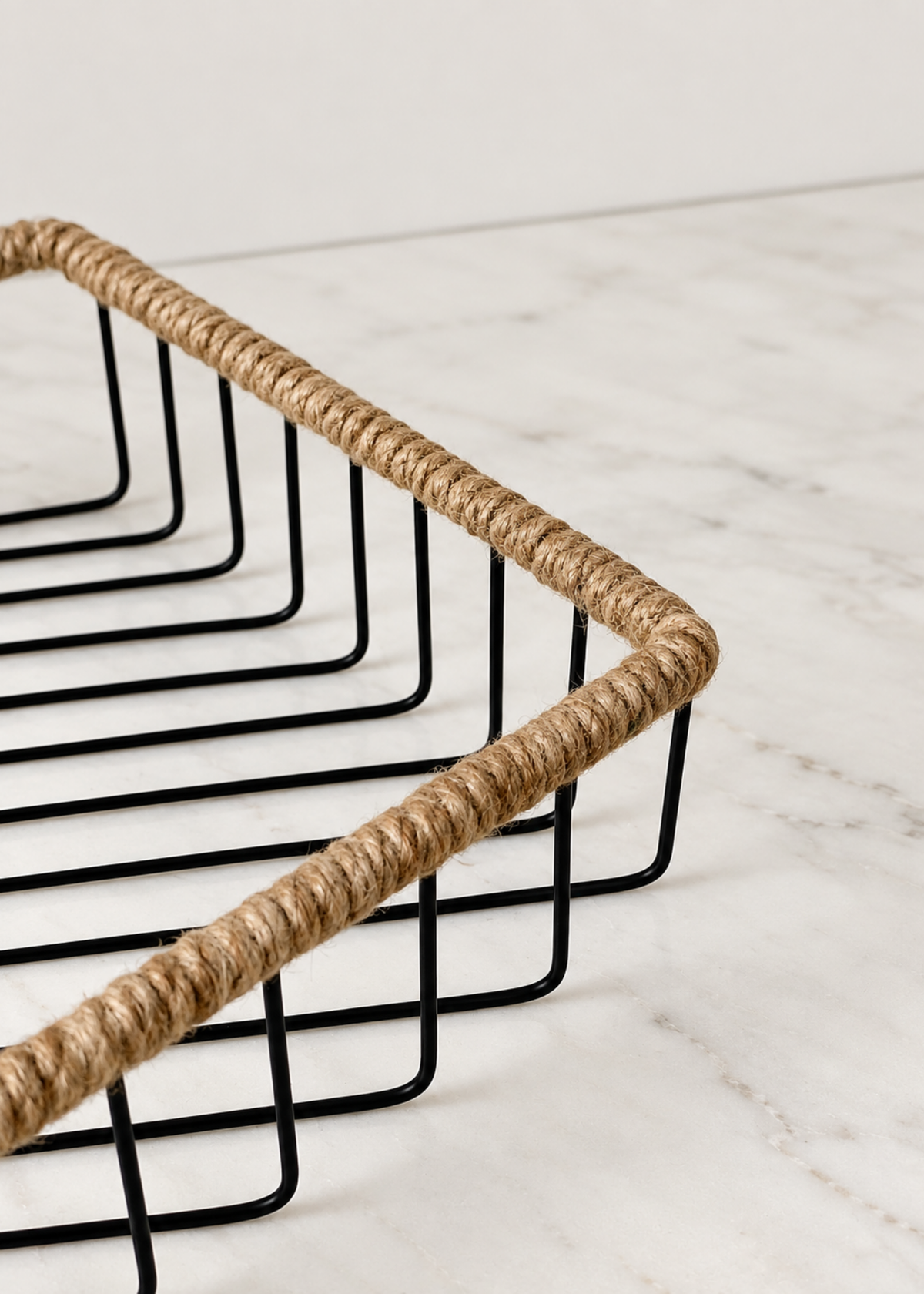 Koa Rectangular Jute Wire Basket