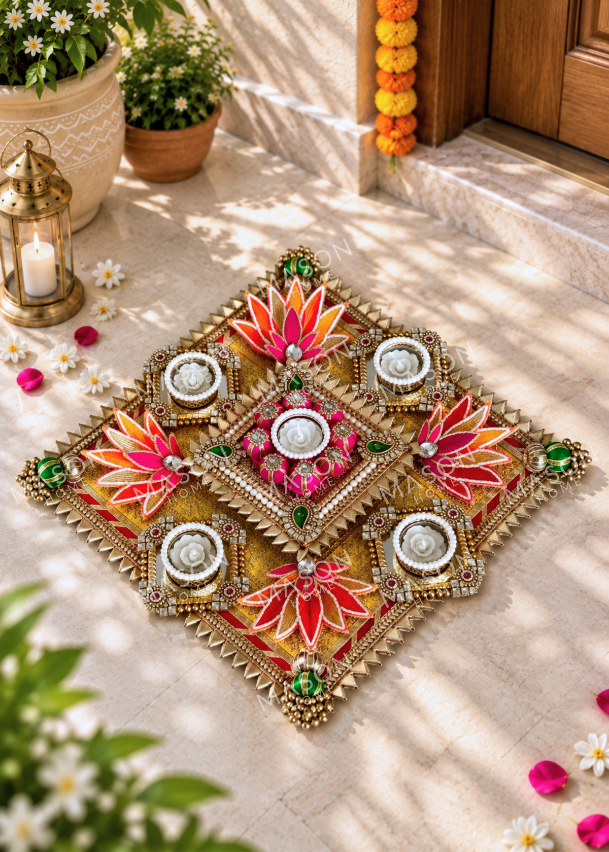 Festive Floral Grace I Artificial Rangoli