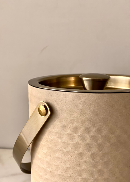 Manor Beige-Gold Ice Bucket &amp; Tong