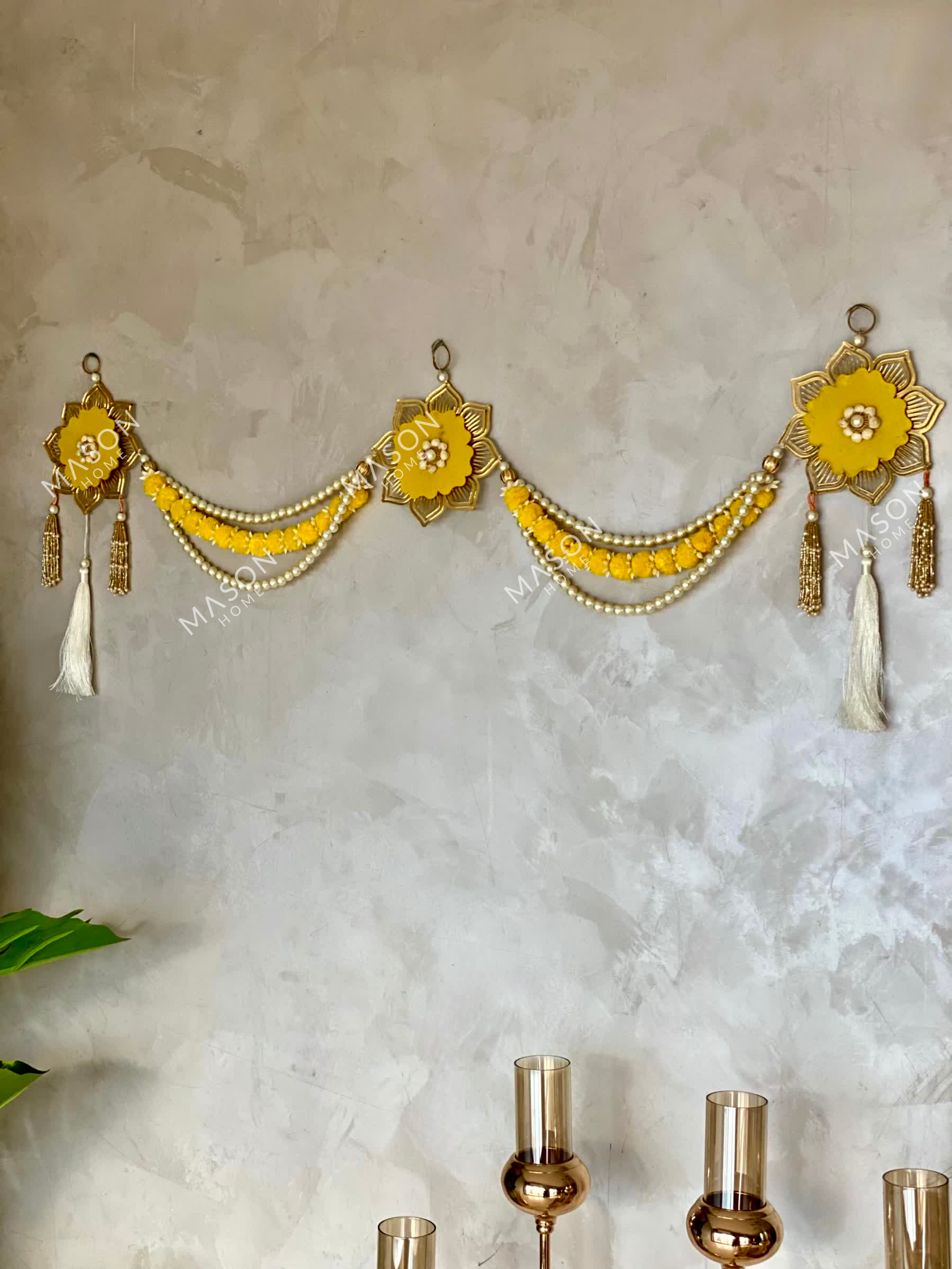 Marigold Pearl Lasercut Toran