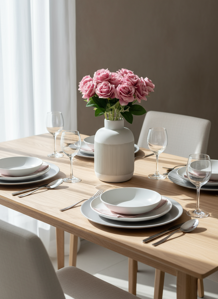 Artificial Blush Pink Rose Bunch