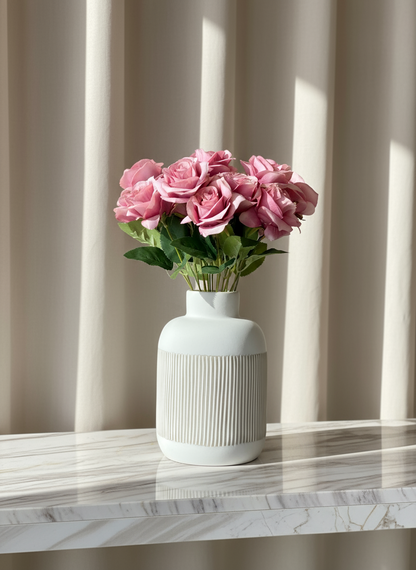 Artificial Blush Pink Rose Bunch