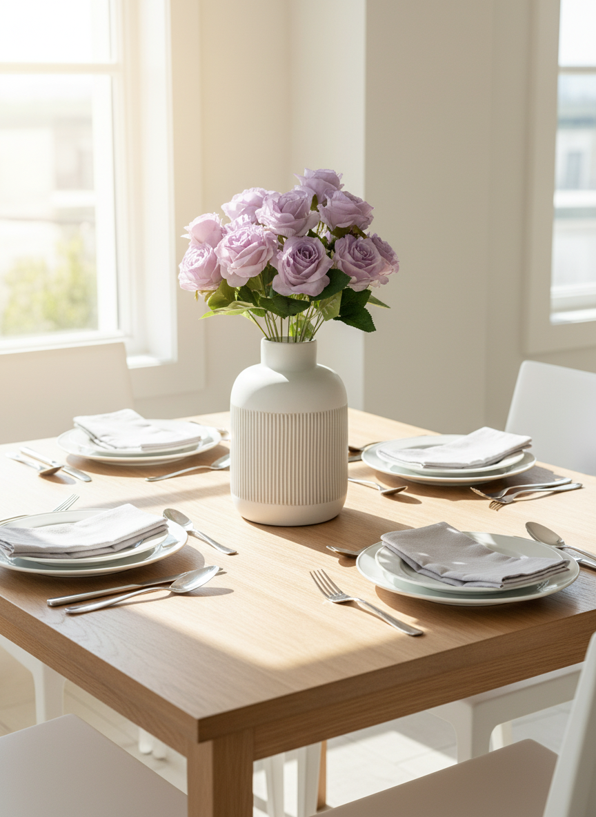 Artificial Lavender Rose Bunch