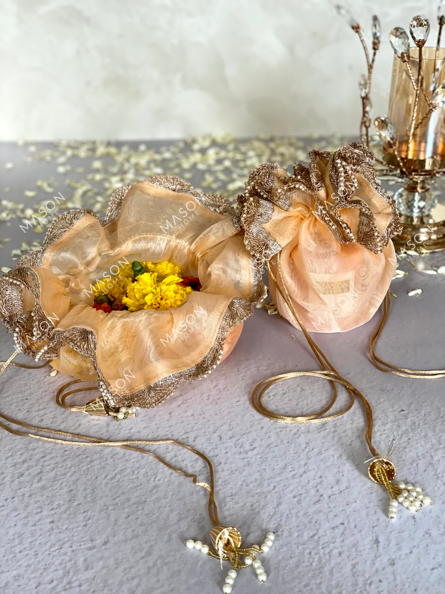 Festive Flower Batwa - Peach (Set of 2)