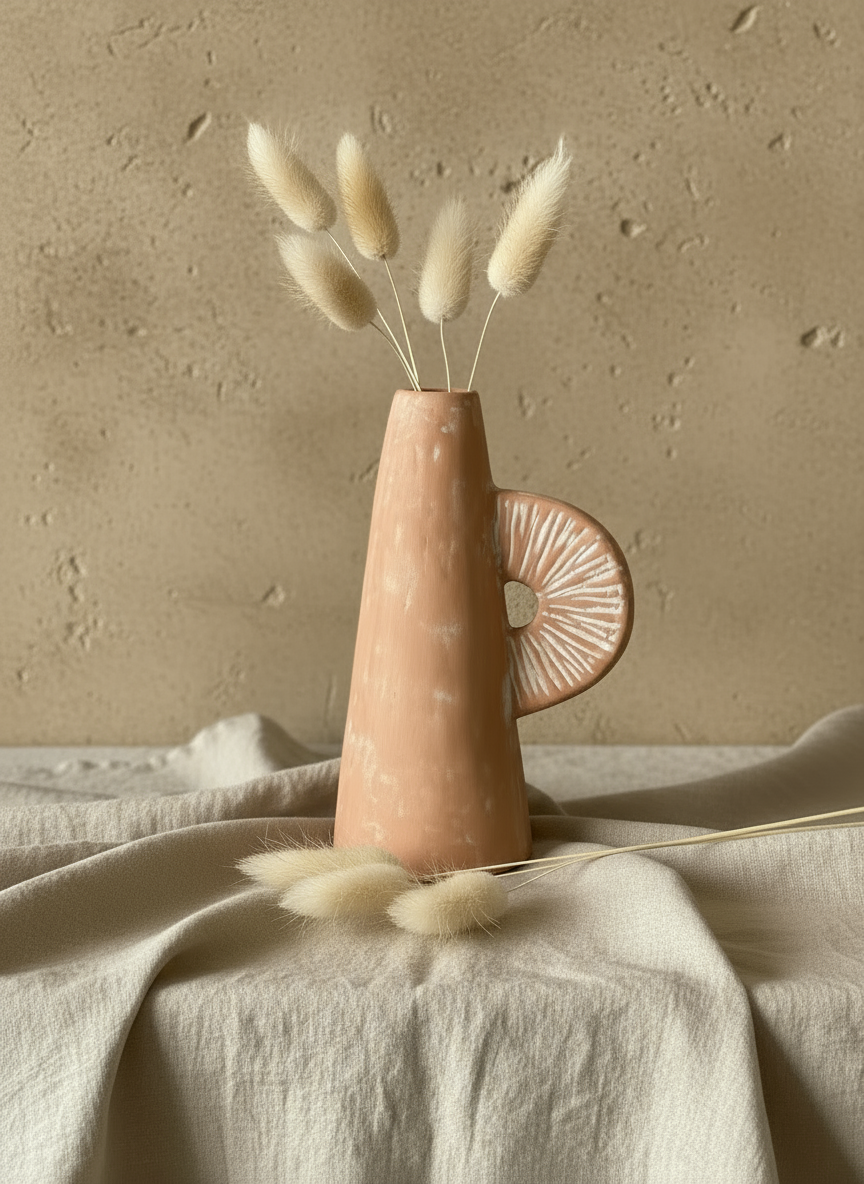 Terracotta Scallop  Vase - Small