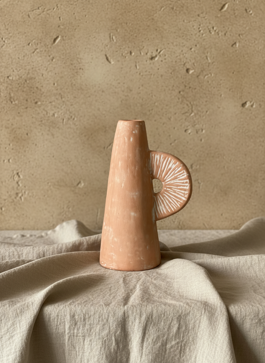 Terracotta Scallop  Vase - Small