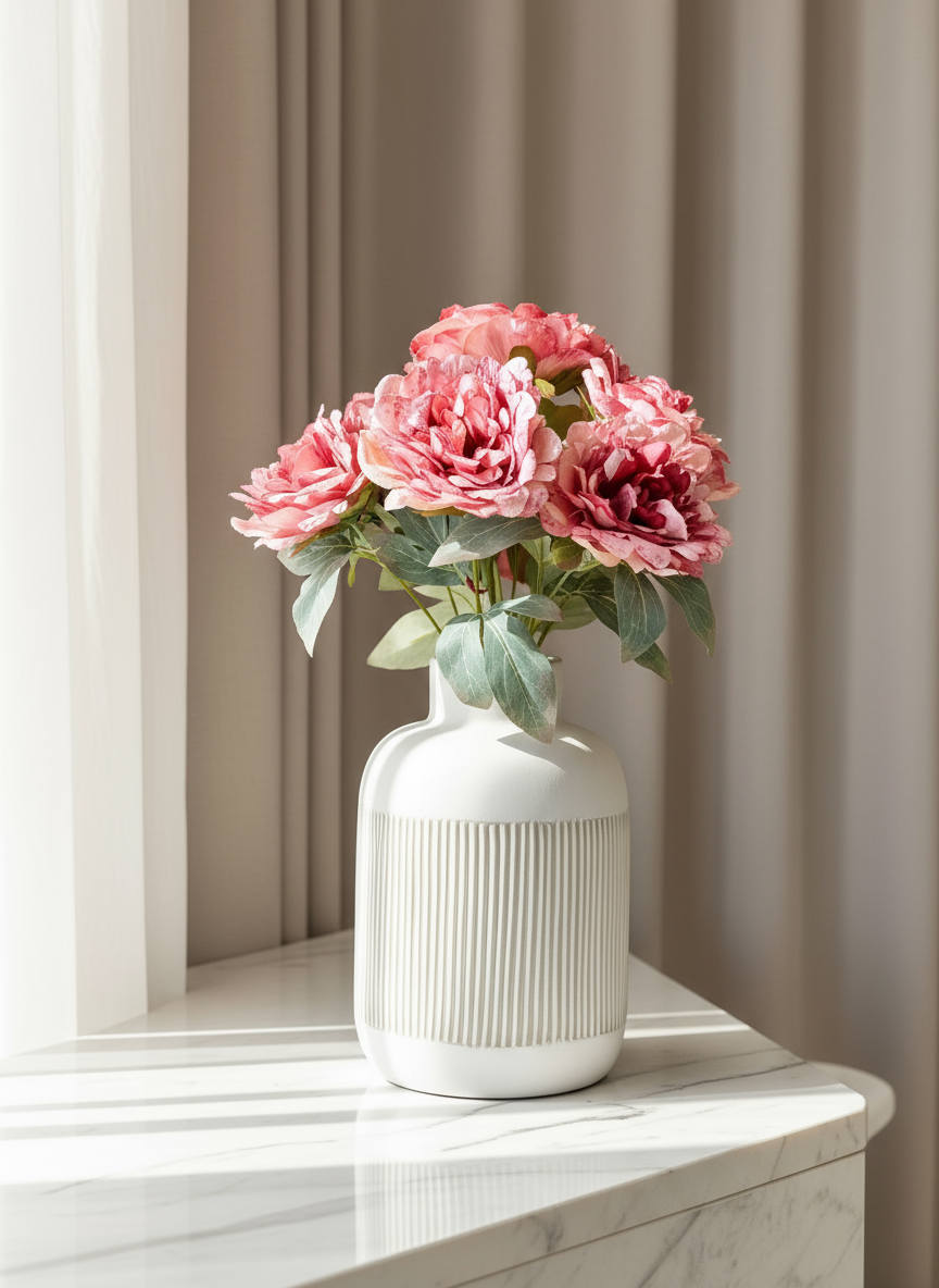 Artificial Dusk Pink Peony Bunch