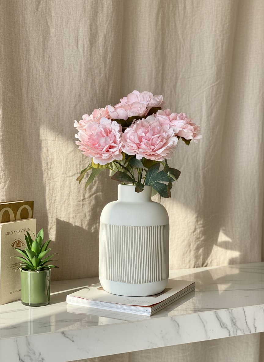 Artificial Blush Pink Peony Bunch